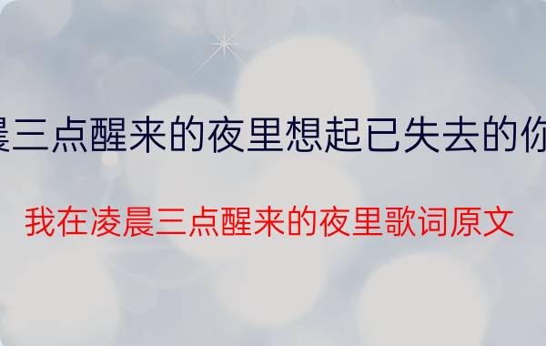 我在凌晨三点醒来的夜里想起已失去的你是什么歌 我在凌晨三点醒来的夜里歌词原文